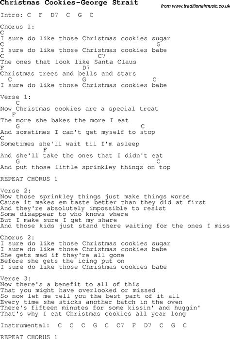 Christmas Carol/Song lyrics with chords for Christmas Cookies-George Strait