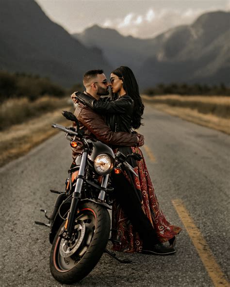 Edgy Vancouver Couple Takes Harley Motorcycle for a Spin at Engagement ...