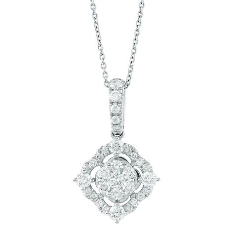 0.63CTTW Vintage Style Cluster Diamond Pendant in White Gold | New York Jewelers Chicago