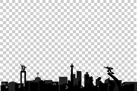 Vector Silhouette, Landmark of Jakarta Indonesia, Isolated on White ...