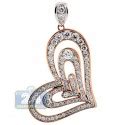 Womens Diamond Layered Heart Pendant 18K Two Tone Gold 1.81ct