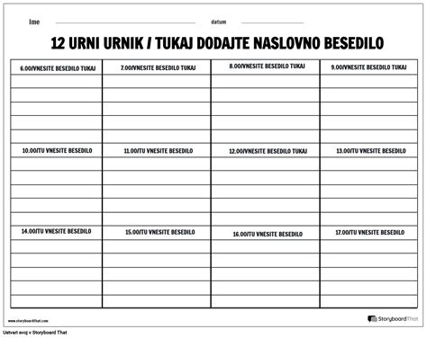 Delovni list ležeče tabele Storyboard by sl-examples