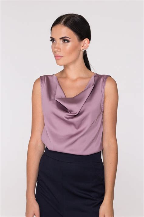 Cowl Neck Top Women's Cowl Neck Blouse Silk Tops for Women Silk Satin Top Sleeveless Office ...