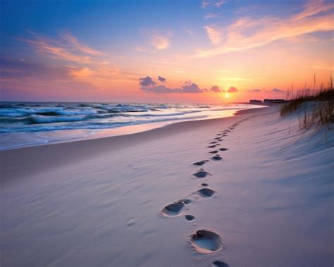 Premium AI Image | footprints in the sand on a beach