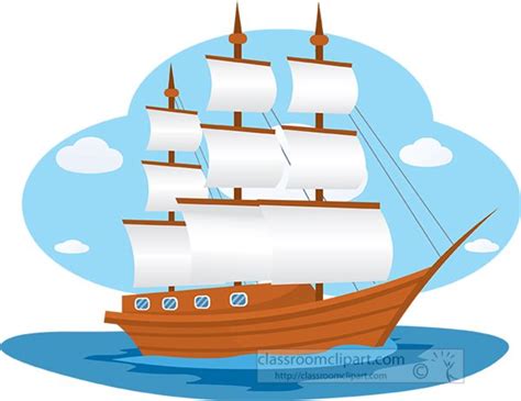 Boats and Ships Clipart - open-masts-wooden-sail-boat-clipart ...