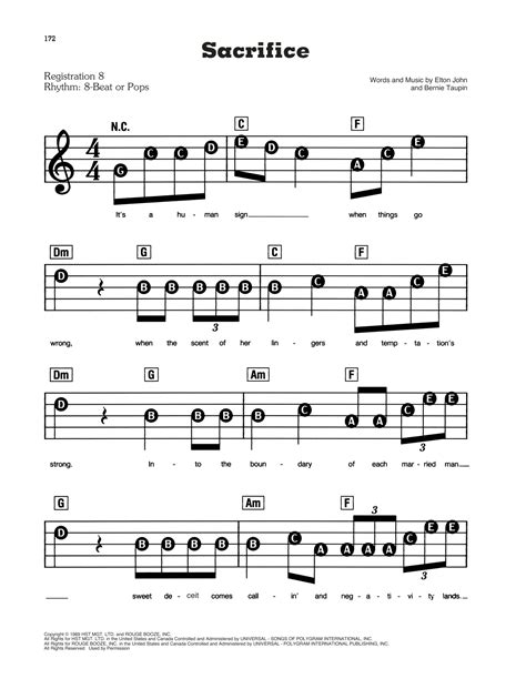 Sacrifice by Elton John Sheet Music for E-Z Play Today at Sheet Music ...