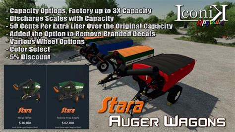 FS22 Iconik Stara Auger Wagons v1.0.0.0 - FS 22 Trailers Mod Download