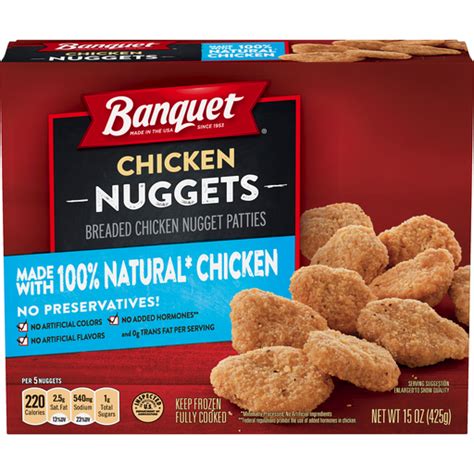 Banquet Frozen Chicken Nuggets Made With 100% Natural* Chicken, 15 Oz ...