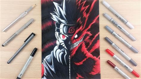 Naruto Uzumaki Nine Tailed Form Drawing