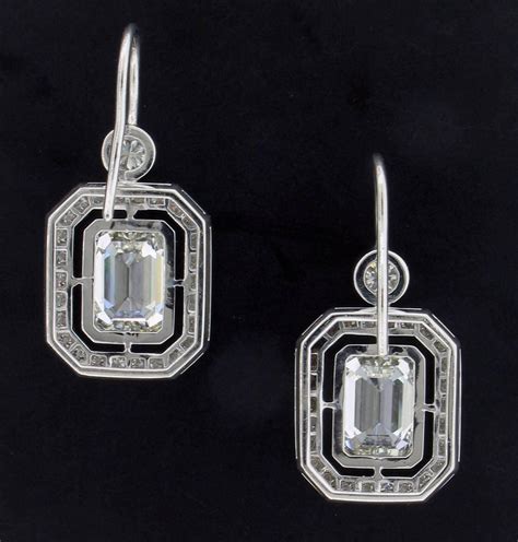 Emerald Cut Diamond Earrings in Platinum at 1stDibs