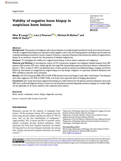 (PDF) Validity of negative bone biopsy in suspicious bone lesions