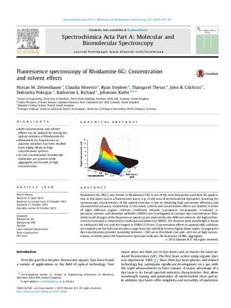 (PDF) Fluorescence spectroscopy of Rhodamine 6G: Concentration and ...