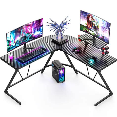 Buy Mr IRONSTONE L Shaped Gaming Desk, 50.8'' Corner Computer Desk with Durable Carbon Fiber ...