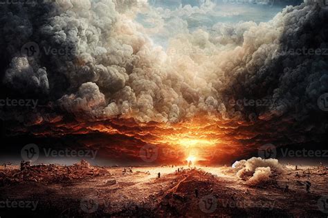 illustration of a destroyed earth with burning sky 21983133 Stock Photo at Vecteezy