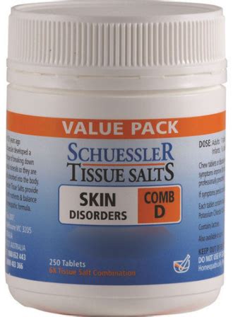 Schuessler Tissue Salts Combination D Skin Disorders 250 Tablets - Discount Vitamins Express