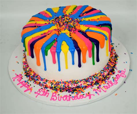 Rainbow Colored Drip Cake