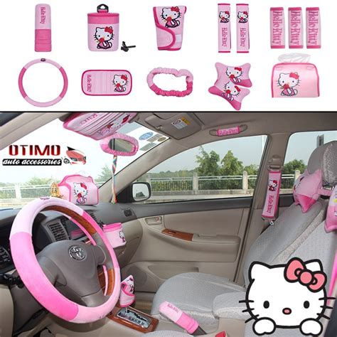 1Set/14Pcs Cute Hello Kitty Comfortable Car Seat Covers Car Accessories ...