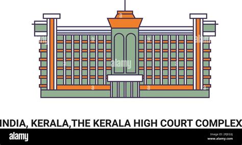 India, Kerala,The Kerala High Court Complex, travel landmark vector ...