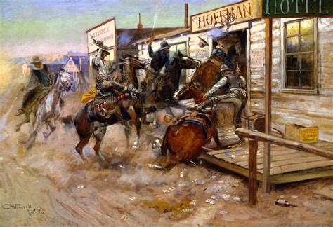 "In Without Knocking" by Charles M. Russell (1909) | Cowboy artists, Cowboy art, Western artist