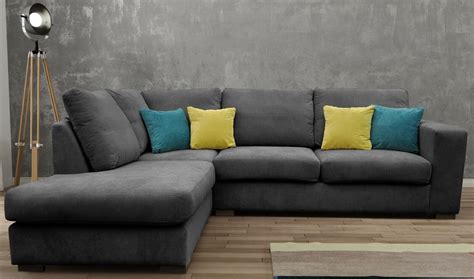 Dakota Grey Bonded Leather Corner Sofa Left Hand | Baci Living Room