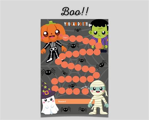 Halloween Reward Chart Printable Daily Chore Chart Kids - Etsy