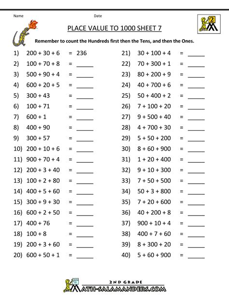 Identifying Place Value And Worksheets