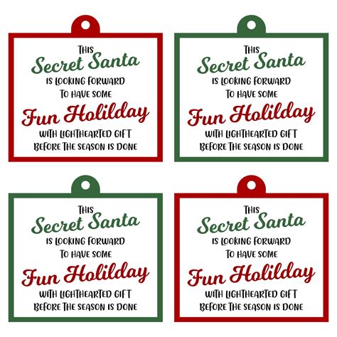 Secret Santa Gift Tags - 10 Free PDF Printables | Printablee