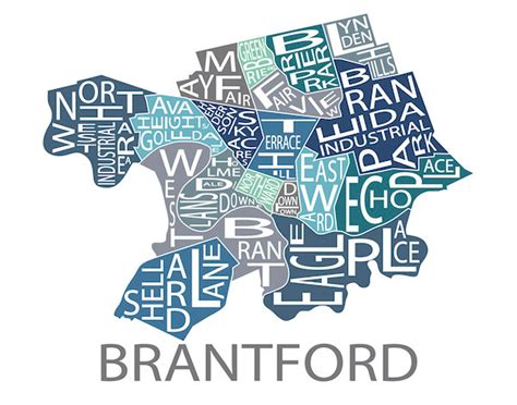 Typographic Map of Brantford Ontario City Map Print - Etsy