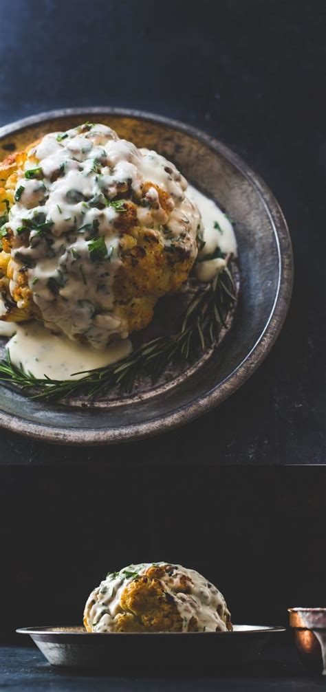 Whole Roasted Cauliflower with Fontina Cheese Sauce