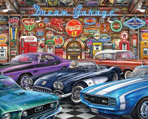 Dream Garage 1000 Piece Large Jigsaw Puzzle Made in USA For Adults Kids ...