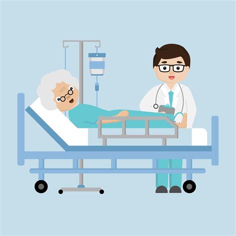 Doctor's visit patient elderly woman lying in a medical bed. 618842 Vector Art at Vecteezy