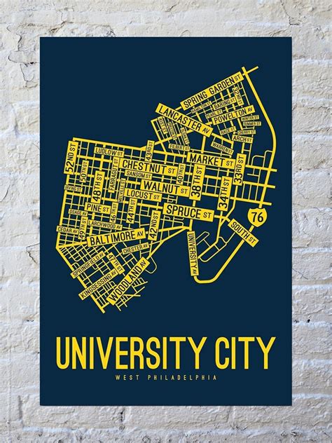 University City Philadelphia Street Map Screen Print - Etsy