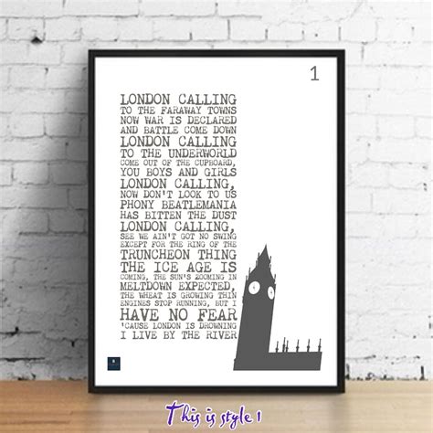 London Calling Lyrics Print The Clash Inspired Music Poster | Etsy