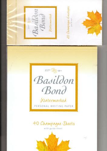 Basildon Bond Writing Pad & Envelopes Medium size Champagne Colour. Watermarked | eBay