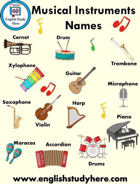 Musical Instruments Names and Pictures - English Study Here