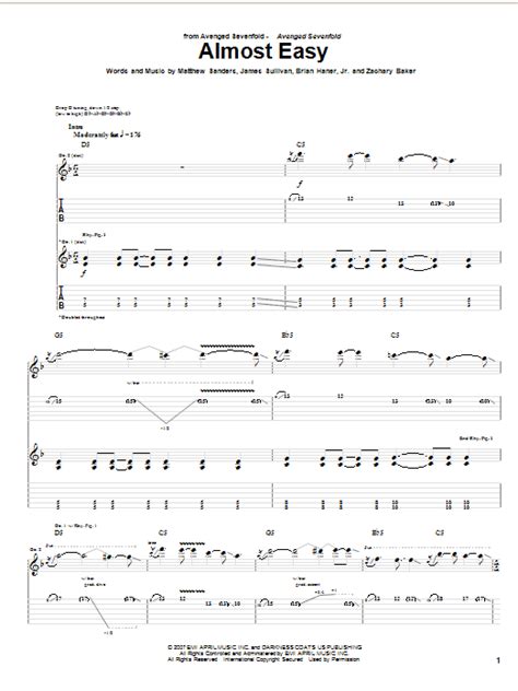 Almost Easy by Avenged Sevenfold - Guitar Tab - Guitar Instructor