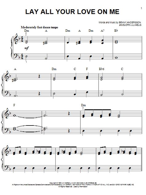 Lay All Your Love On Me | Sheet Music Direct