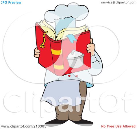 Royalty-Free (RF) Clipart Illustration of a Male Chef Reading A Cook ...