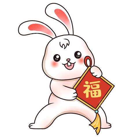 Chinese New Year Rabbit Cartoon Fu Character Celebrating New Year ...