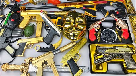 Gold Guns Collection! BB GUNS - Electronic Weapons and Realistic Rifle - YouTube