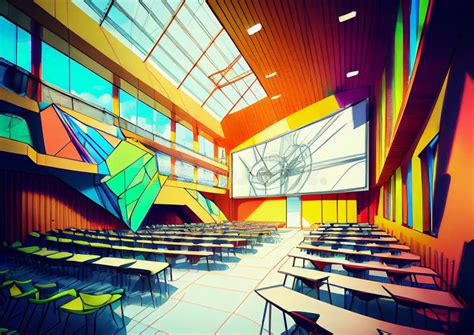 Futuristic School Interior, Generative Ai Illustration Stock Illustration - Illustration of ...