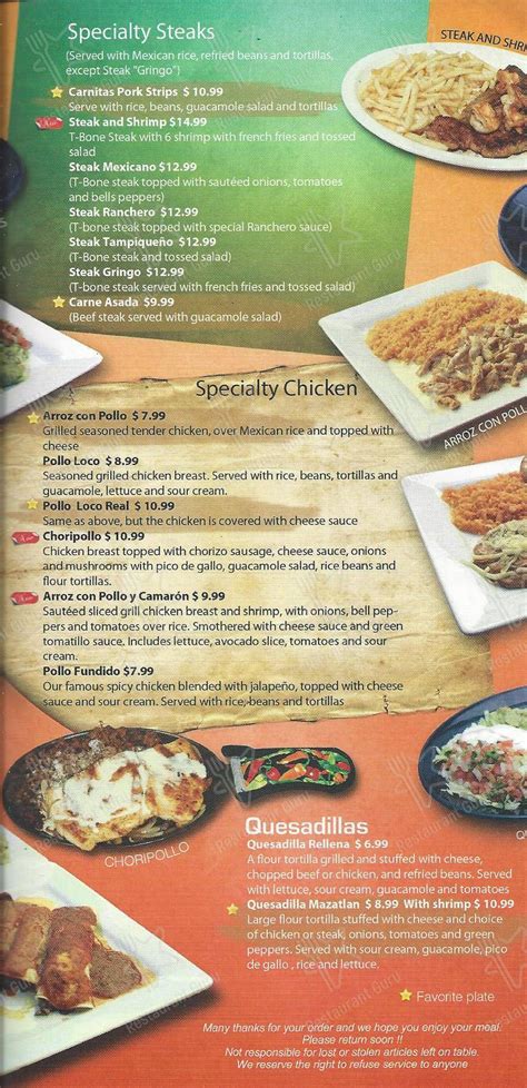 Menu at Los Patios Mexican Restaurant, Danville, 50 Old Farm Rd #190