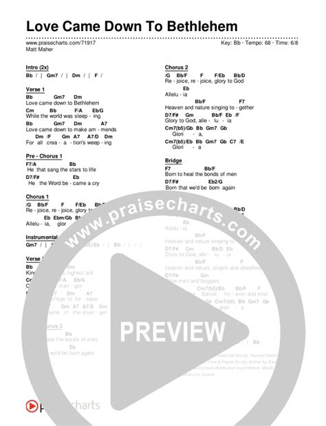 Love Came Down To Bethlehem Chords PDF (Matt Maher) - PraiseCharts