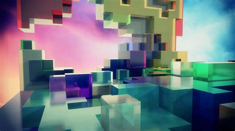 3840x2160 resolution | blue and pink wooden desk, abstract, voxels, cube HD wallpaper ...