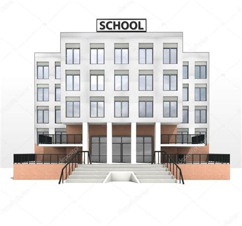 Front view of building design | Modern school building design front facade view — Stock Photo ...