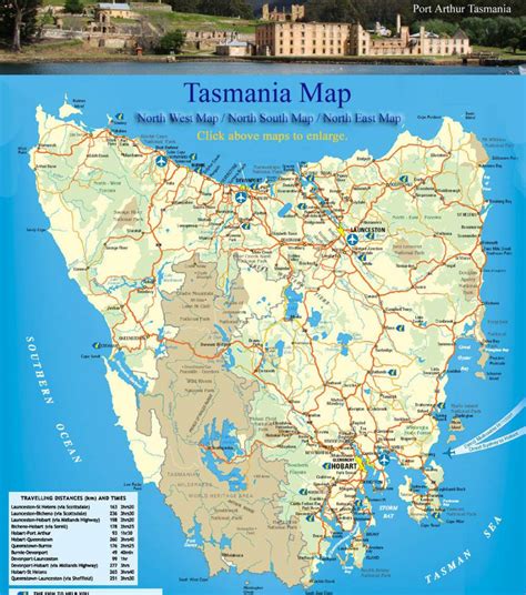 Detailed Tasmania Road Map With Cities And Towns Inside Printable Map Of Tasmania - Printable Maps