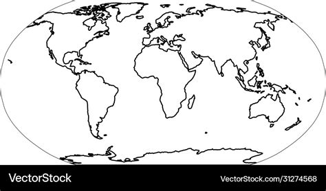 Outline map world simple flat Royalty Free Vector Image