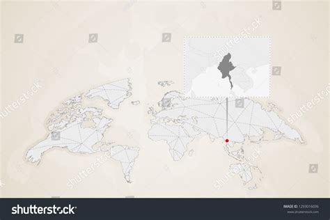 Map of Myanmar with neighbor countries pinned on - Royalty Free Stock ...