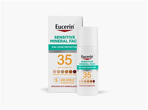 Eucerin Sun Sensitive Tinted Mineral Face Sunscreen Lotion SPF 35 ...