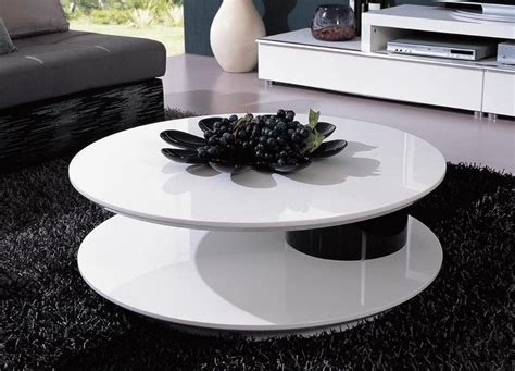 Round Shaped Contemporary White and Black Coffee Table Omaha Nebraska V5019